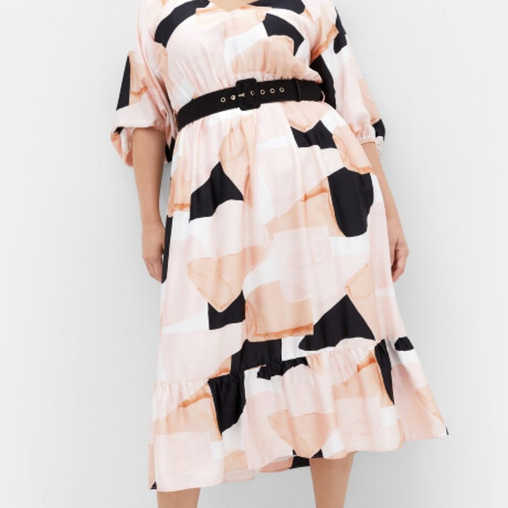 New City Chic Betty Print Midi Dress - Pink